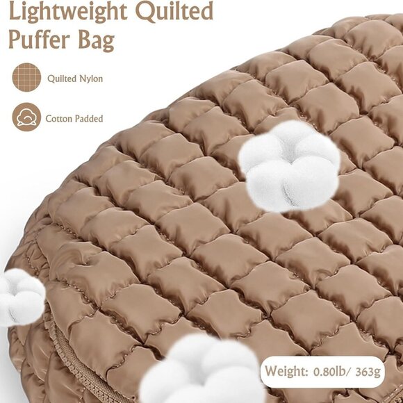 Puffer Tote Bag for Women, Hobo Bag Large Quilted Carryall Bag Soft Puffy Crossb - Picture 4 of 7